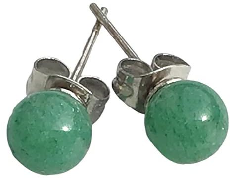 Edelstein Perlen Ohrstecker | 6mm | in Samtsäckchen | verschiedene Varianten | Ihre Energie immer dabei (Aventurin - grün)