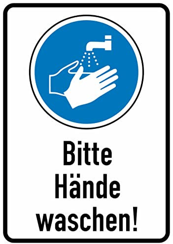 Daged Bitte Hände waschen Aufkleber 23x16 cm Hinweiszeichen Sicherheitszeichen Sticker T-148