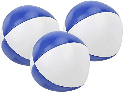 PLAYZOCO 3 Pelotas de Malabares de 63 mm, Set de 3 Pelotas Malabares con Bolsa de Transporte roja, Fácil Agarre, Revestimiento Impermeable y Acolchado ecológico, Apto para niños y Adultos (Azul)