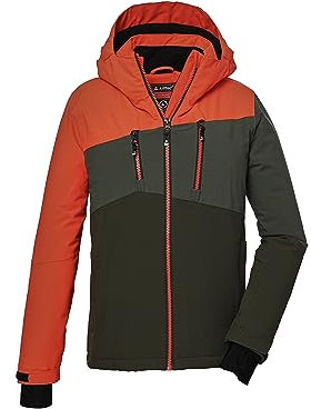 killtec Jungen Skijacke/Funktionsjacke mit Kapuze und Schneefang KSW 150 BYS SKI JCKT, neon reinorange, 164, 41186-000