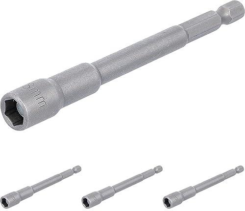 BGS 2764 | Steckschlüssel-Einsatz Sechskant, extra lang | für Bohrmaschinen | Antrieb Außensechskant 6,3 mm (1/4) | SW 8 mm (Packung mit 4)