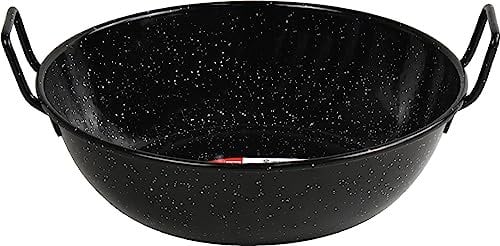 Sterling Ventures Enamel Kadai Wok Pan Non-Stick Karahi Kadhai Kadai with Handles Flat Bottom Deep Frying Cooking (28CM)
