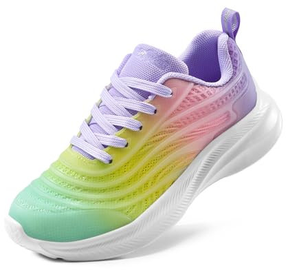 DREAM PAIRS Sneakers Scarpe Sportive per Bambini Ragazze Ragazzi Sneakers Scarpe da Interni Scarpe da Corsa Traspiranti Scarpe,Size 33.5,Arcobaleno/Viola,SDRS2330K