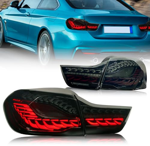 Archaic Rückleuchten kompatibel mit BMW 4 Series M4 F32 F33 F82 F36 F82 F83 Sedan/Convertible/Coupe 2014-2020, mit Animation DRL,Geräuchert,mit E-Prüfzeichen