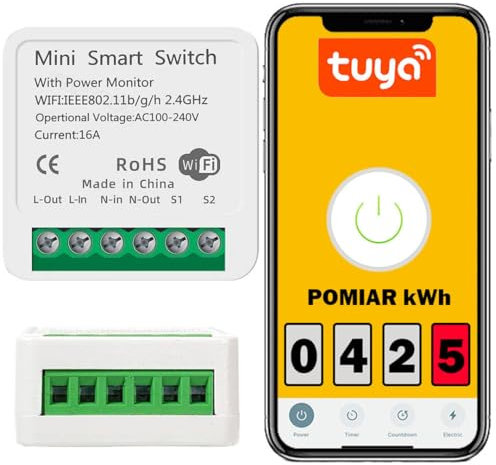 Sone Smart One WLAN Schalter WiFi Unterputz – Tuya Smart Life Lichtschalter – Smart Schalter kompatibel mit Alexa & Google Home – 3680W/16A – Energieüberwachung, Timer, Szenen, Monostabil/Bistabil