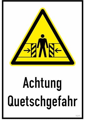 Daged Achtung Quetschgefahr Aufkleber 23x16 cm Hinweiszeichen Sticker T-217