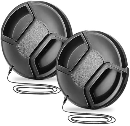 KZIYKW 2 Pezzi Tappo Obiettivo Copriobiettivo,Copriobiettivo Fotocamera Diametro Ø 55 mm,Cappuccio Universale a Scatto per Fotocamera, Compatibile Nikon, Canon, Sony, Sigma, Tamron, Olympus, Fujifilm