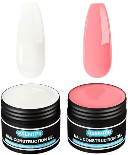 ASENTER Gel Builder de Construction Base Extension Renforcement Gels et résines pour faux ongles Facile à Poser(Milky White &Pink)