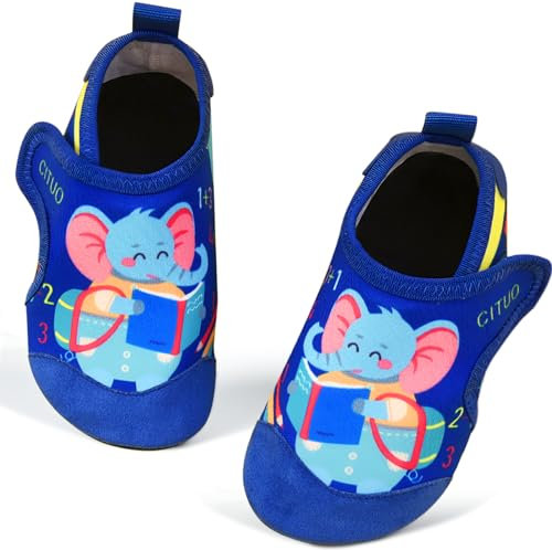 IEEILULU Zapatos Barefoot Niños, Calcetines Piscina Niño, Secado Rápido para Niños y Niñas para Playas, Piscinas, Parques Acuáticos (Elefante Azul, 34-35)