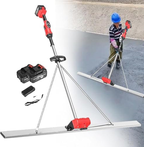 Outil vibrant pour béton, kit vibrant pour chape en béton électrique, règle de nivellement de surface en béton alimentée par batterie, machine vibrante de finition de ciment de chape,2Battery-1.5M