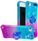 COTDINFOR Hülle für Apple iPod Touch 7 Glitzer Handyhülle mit 360 Grad Ring Ständer Treibsand Magnetische Auto Halterung Fließende Flüssigkeit Case für iPod Touch 5/6 Blue-Purple YBJBZH.