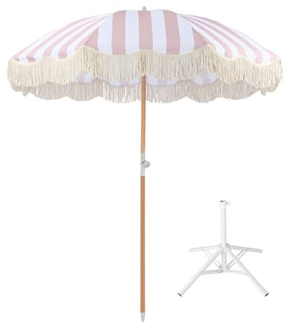 Strandschirm mit Fransen Balkonschirm Schirm ,Boho Sonnenschirm Mit Fransen ,Fransen Strand Sonnenschirm, Gartenschirm mit Fransen,UV-Schutz50+,Mit Tasche Tischschirm ( Color : D , Size : 200*240cm/6.