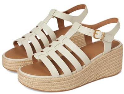 Fitflop Women's PLATFFORMS ESPADR. Leather Fisherman Wedge Sandals, Beige, 7 UK