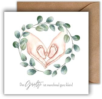 Mutterschutz Karte mit Umschlag - schöne Glückwunschkarte zur Geburt “Das Größte ist manchmal ganz klein!” süße Geschenkkarte Schwangerschaft Abschiedskarte Babypause Kollegin Baby (125 x 125 mm)