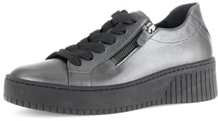 Gabor Damen Low-Top Sneaker, Frauen Halbschuhe,schnürschuhe,schnürer,Business,Freizeit,straßenschuhe,antiksilber(schw.),37 EU / 4 UK