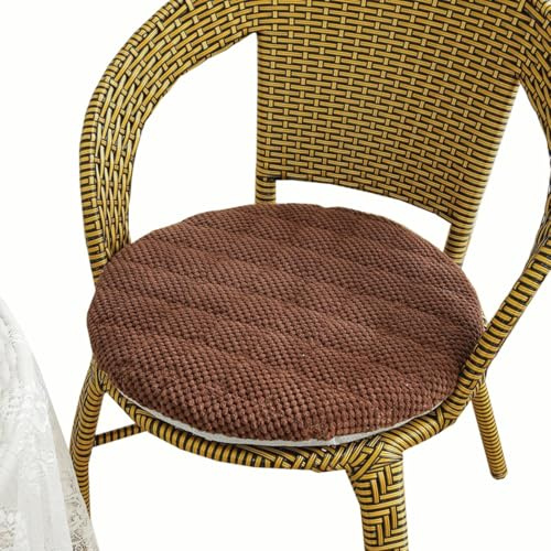 Stuhlkissen Rund mit bändern, 30/35/40/50/45cm für Esszimmer Küche Gartenstühle Dick rutschfest für den Außenbereich Boden Sitzkissen Matte Bürostuhl Kissen Waschbar(Dark Curry,2PCS_35CM (13.8IN))