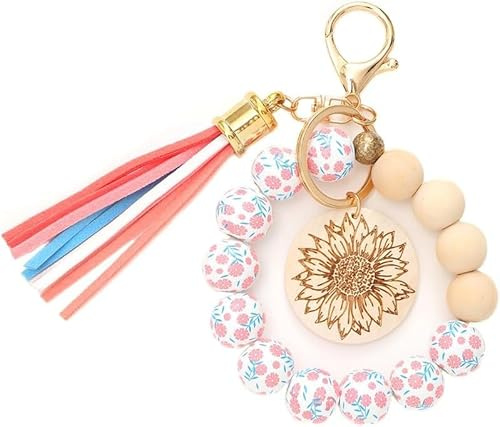 XFSRG TTPSRY Llavero Cactus Decorativo Pulsera Cuentas Florales Borla Colorida Adorno Bolso Accesorio Mujer