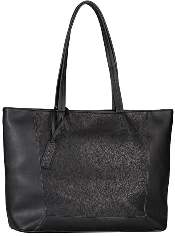 TOM TAILOR Nara Damen Shopper Umhängetasche Reißverschluss Groß Schwarz