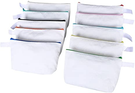 PHENOFICE 10stücke Teiliges Unbedruckte Baumwoll-Make-up-Taschen Mit Reißverschluss Vielseitige Kosmetiktaschen Für Reisen Toilettenartikel Und Kunsthandwerk Aus Langlebigem Canvas Für