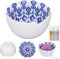YushengTai Bol à fil en céramique motif en relief 3D pour laine - Livré avec un kit de crochet de 8 pièces - Accessoires de crochet - Cadeau pour femme (blanc)