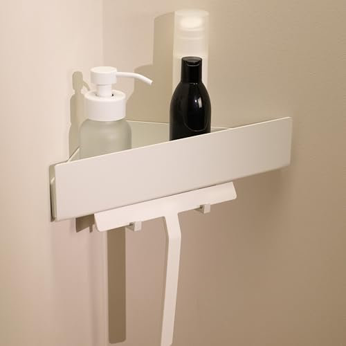 Design Hambourg Étagère de Douche d'angle Sans Perçage I Étagère Rangement Salle de Bain I Support Douche I Porte Shampoing I Étagère Murale Adhésive I 2 Crochets | Blanc Mat | Triangulaire