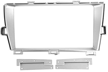 Rynplex LHD 9-Zoll-Autoradio-Blende, Stereo-Panel, Audio-Refit-Installation, Surround-Zierrahmen, Armaturenbrett-Set, Armaturenbrett-Abdeckung, for Toyota, Prius 2010 Radioblende Rahmen(LHD Silver)