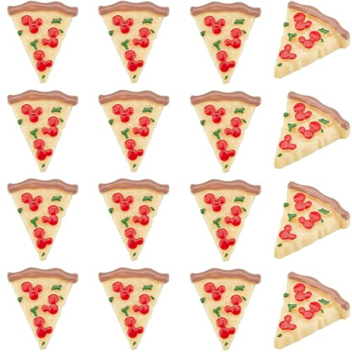 SUNNYCLUE 1 Box 40Pcs Food Cabochons Flatback Mini Resin Food Charms Flat Back Opaque Moccasin Imitation Food Triangle Pizza Embellishments for Nail Art Hair Clips Phone Case Scrapbooking DIY Crafts