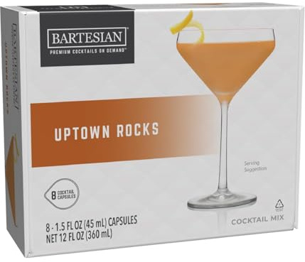 Bartesian Uptown Rocks Cocktail Mix - Cocktail Mixer Zutaten für Gin Cocktail - Getränke Pods für Bartesian Cocktail Maschine - Alkoholfreie Mixer zum Mischen mit Spirituosen - Set mit 8 Kapseln