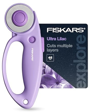 Fiskars Loop Rollschneider, Explore Collection Ultra Lilac, präzisionsgeschliffene Stahlklinge für Stoff, Filz und Vinyl, 45 mm