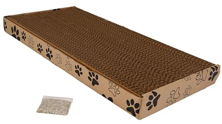 CLASSIC Cardboard Cat Scratcher Box with Catnip – 45 x 24 x 4 cm | Durable, Eco-Friendly Scratching Surface for Cats of All Ages