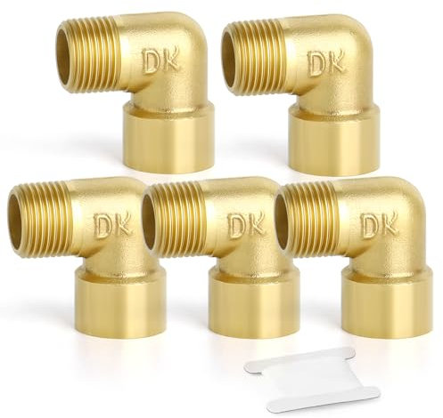 TAISHER 5 piezas de 90 grados Barstock codo de la calle, 1/4 pulgada BSP macho de tubería de 1/4 pulgada BSP hembra de latón accesorio de tubería, para el agua Oill Aire Gas