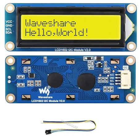 LCD1602 I2C Module 16x2, Green Backlight Adjustable 3.3V/5V I2C LCD Display for Arduino, Raspberry Pi, ESP32, Jetson Nano (32 Characters, SN3193 Driver)