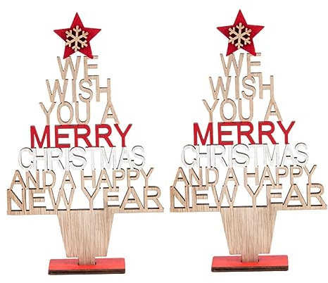 MAGICLULU 1 Jeu Sapin De Noel en Bois Decoration Noel Traditionnel Christmas Tree Decoration De Noel Decor De Noel Artificiel Faux Arbre De Noël De Bureau Artisanat d'arbre De Noël 2 Pièces