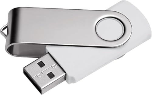5-Pack 8GB ACU-USB USB 2.0 Type-A White Twister (Swivel) – 10-Year UK Warranty - Thumb Drive Pen Drive Memory Stick USB Drive USB Stick LED Indicator Duplication-Grade (AAA Grade Components)