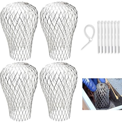 4 Stück Laubschutz Dachrinne, Dachrinnen Laubschutz, Fallrohrschutz, Laubschutz Dachrinne, Laubschutz für Dachrinnen, Laubfang Fallrohr, für Fallrohre mit 3–15 cm Durchmesser(+ 8 Nylonband)