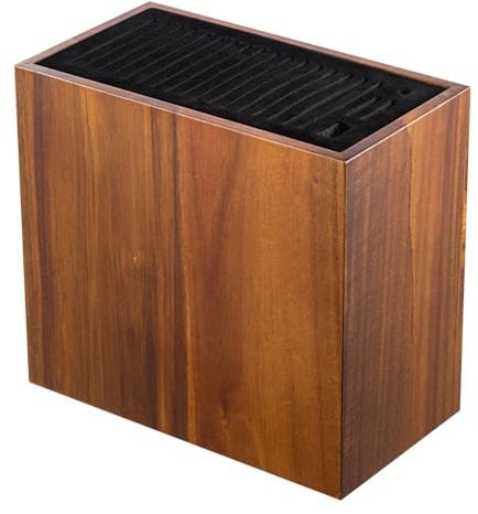 Messerblock aus Akazienholz Schlitzen für Scheren und Schärfstab Messer Block unbestückt ohne Messer aus Holz Messerhalter für Küchenmesser Kochmesser Kochbesteck