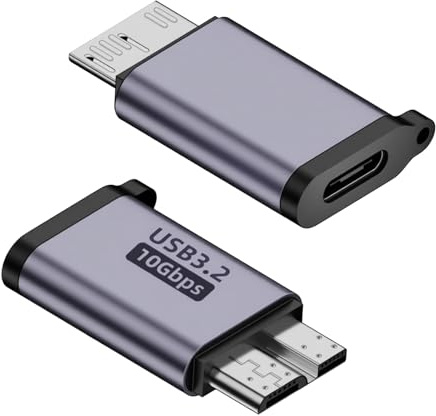 JinRuiCPeng 2 PCS Adaptador USB C a Micro B 10Gbps, Convertidor USB Micro B a USB C de Alta Velocidad para SSD, Cámara, Tablet, Portátil y Discos Duros Externos