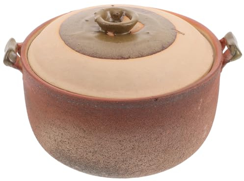 JOINPAYA Casserole en Terre Cuite 2,5 L avec Poignée, Pot de Cuisson Traditionnel pour Mijoté, Cuisson Lente et Soupe, Ustensile Cuisine Solide et Étanche, pour Usage Domestique