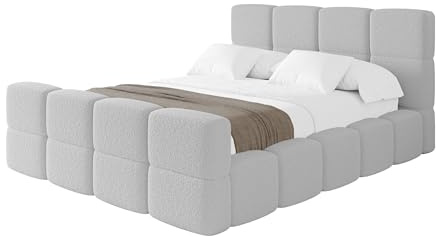 ALTDECOR Polsterbett mit Bettkasten und Lattenrost, Bett mit Matratze H3/H4, Kopfteil, Boxbett, Doppelbett mit Stauraum - NATA-Z 200x200 Hellgrau
