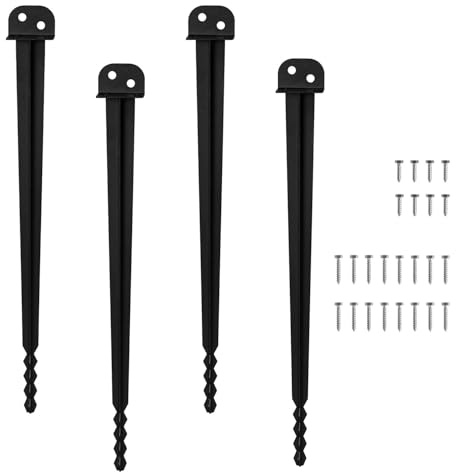 Monucep Bodenhülse Einschlaghülse 4er Set L 40 x 500 mm für Holzpfosten | Pfostenträger zum Einschlagen mit spitzem Sägezahnprofil, aus 2 mm Eisen, für Zaunpfosten und Pavillons