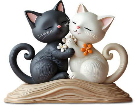 2D Holz Deko Katze, Süßes Geschenk Katzenliebhaber, Katzen Deko Holz Katzenfigur für Zuhause und Büro, Süße Katzenliebhaber Geschenke für Bücherliebhaber