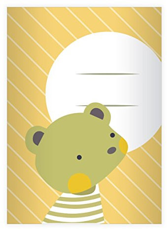 Kartenkaufrausch 4 Niedliche Streifen DIN A4 Schulhefte, Schreibhefte mit kleinem Teddy Bär in gelb Lineatur 21 (liniertes Heft)