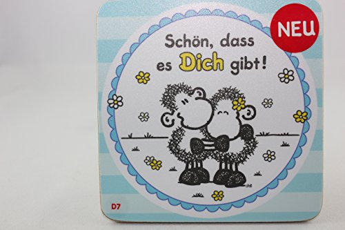 Sheepworld - 45457 - Untersetzer Nr. D7, Schaf, Schön, DASS es Dich gibt!, Kork, 9,5cm x 9,5cm