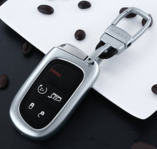 Portachiavi per auto per Jeep Cherokee Renegade Bussola Viaggio Modelli Portachiavi Auto Telecomando Caso Decorazione (argento)