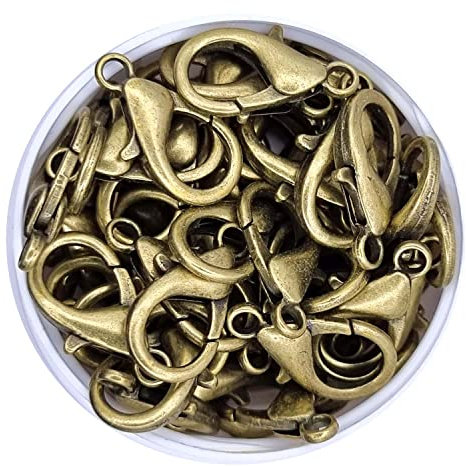 Karabinerverschlüsse 12 mm, 50 Stück, antik bronze, Schmuckverschlüsse, Karabiner, Ketten Verschlüsse, Sprung Ring Schmuck Basteln Schmuckherstellung Karabiner Verschluss
