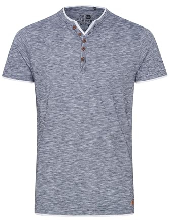 !Solid SDDigos Herren T-Shirt Kurzarm Shirt mit Grandad-Ausschnitt Double-Layer Look 100% Baumwolle Regular fit, Größe:S, Farbe:Insignia Blue (1991)