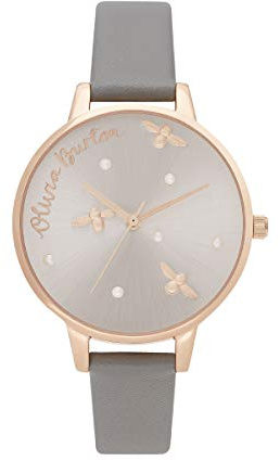 Olivia Burton Analogue Quartz Watch for Women with Grey Vegan Leather Strap - OB16PQ03