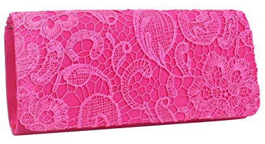 Umhängetasche Damen Clutch Beliebte Spitze Abend Clutch Taschen Einfache Anständige Blumenmuster Dame Frau Abendtasche Für Besondere Anlässe Shopping Dating Hochzeit S Hotpink