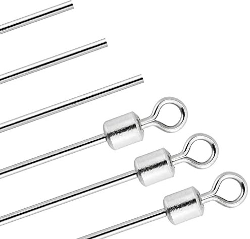 Dr.Fish 30Pk Fishing Stainless Steel Shaft with Barrel Swivels, Looped Wire for Punch Shot Rig, Drop Shot Punch Shot Rig Inline Spinner Accessories, Dia 1/30 Inches