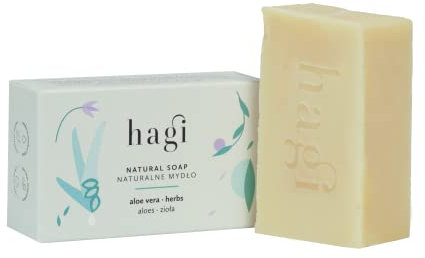 Hagi Naturseife, Aloe Herb Seife, für die Hautpflege von Schwangeren und Kindern, mit Sheabutter, Olivenöl, Pflanzenölen, Rizinusöl, Antisensibilisierend und Beruhigend, 100 g